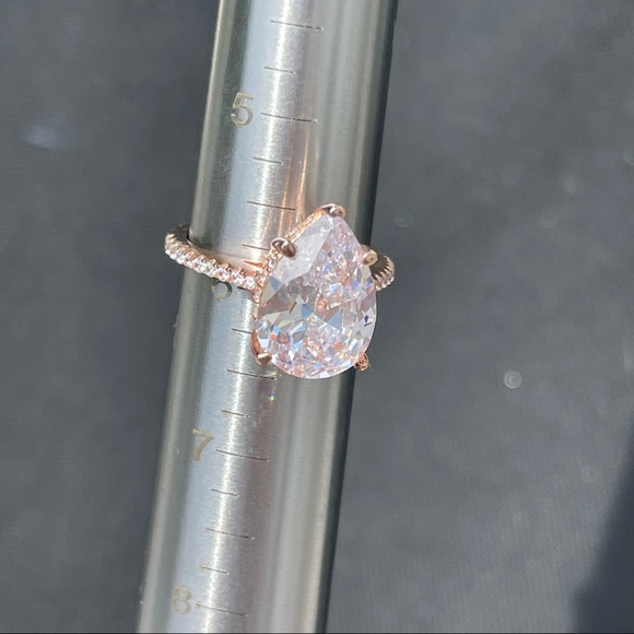 🌟🌟SOLD ITALO JEWELRY rose gold classic PEAR engagement ring brilliant stobox 6 - Picture 15 of 15